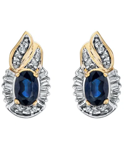 Macy's Sapphire (1-1/5 Ct. T.w.), Diamond (1/4 Ct.tw.), Round Diamond (1/10 Ct.tw.) & Baguette Diamonds (1/ In Multi