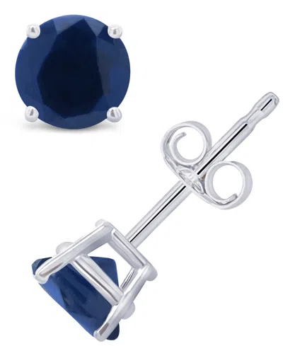Macy's Sapphire (1-1/5 Ct. T.w.) Stud Earrings In 14k White Gold. Also Available In 14k Yellow Gold In Sapphire,white Gold