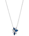 Macy's Sapphire (1-1/6 Ct. T.w.) & Diamond (1/3 Ct. T.w.) Mixed Cut Cluster 17" Pendant Necklace In 14k Whi