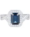 Macy's Sapphire (1-3/4 Ct. T.w.) & Diamond (3/8 Ct. T.w.) Halo Twist Ring In 14k White Gold