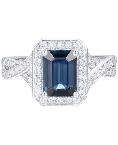 Macy's Sapphire (1-3/4 Ct. T.w.) & Diamond (3/8 Ct. T.w.) Halo Twist Ring In 14k White Gold