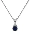 Macy's Sapphire (1 Ct. T.w.) & Diamond (1/20 Ct. T.w.) Pendant Necklace In 14k White Gold, 16" + 2" Extende In Sapphire