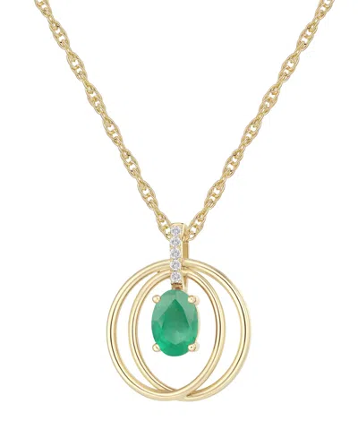 Macy's Sapphire (1 Ct. T.w.) And Diamond (1/20 Ct. T.w.) Pendant Necklace In 14k White Gold (also Available In Brown