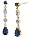 Macy's Sapphire (1 Ct. T.w.) & Diamond (1/5 Ct. T.w.) Drop Earrings In 14k Gold In Sapphire