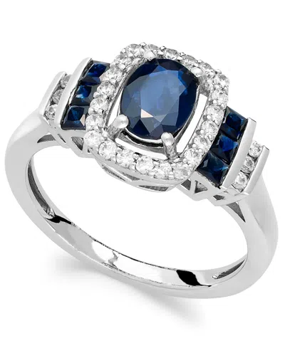 Macy's Sapphire (1 Ct. T.w.) And Diamond (1/5 Ct. T.w.) Ring In 14k Gold (also Available In Emerald And Rub In White