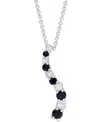 Macy's Sapphire (1 Ct. T.w.) & Lab Grown White Sapphire (3/4 Ct. T.w.) Journey 18" Pendant Necklace In Ster In Blue