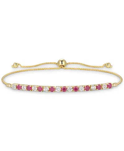 MACY'S SAPPHIRE (1/2 CT. T.W.) & DIAMOND (1/20 CT. T.W.) BOLO BRACELET IN 14K GOLD (ALSO AVAILABLE IN RUBY 