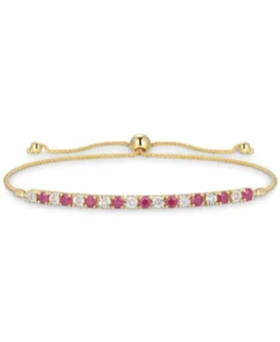 MACY'S SAPPHIRE (1/2 CT. T.W.) & DIAMOND (1/20 CT. T.W.) BOLO BRACELET IN 14K GOLD (ALSO AVAILABLE IN RUBY 