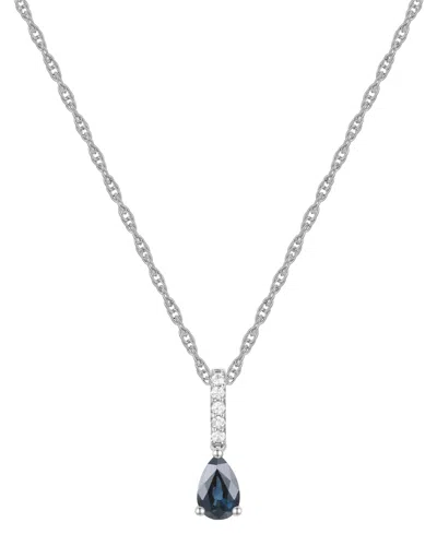 Macy's Sapphire (1/2 Ct. T.w.) & Diamond (1/20 Ct. T.w.) Linear Pendant 18" Necklace In 14k White Gold (als