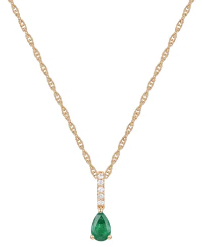 Macy's Sapphire (1/2 Ct. T.w.) & Diamond (1/20 Ct. T.w.) Linear Pendant 18" Necklace In 14k White Gold (als In Emerald