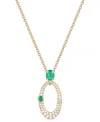 Macy's Sapphire (1/2 Ct. T.w.) & Diamond (1/3 Ct. T.w.) Oval 18" Pendant Necklace In 14k White Gold (also A In Emerald