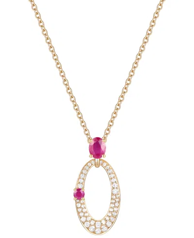 Macy's Sapphire (1/2 Ct. T.w.) & Diamond (1/3 Ct. T.w.) Oval 18" Pendant Necklace In 14k White Gold (also A In Pink