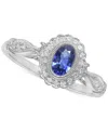 Macy's Sapphire (1/2 Ct. T.w.) & Diamond (1/8 Ct. T.w.) Halo Ring In 14k White Gold In Sapphire