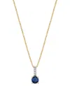 Macy's Sapphire (1/3 Ct. T.w.) & Diamond Accent 18" Pendant Necklace In 14k Gold In Sapphire