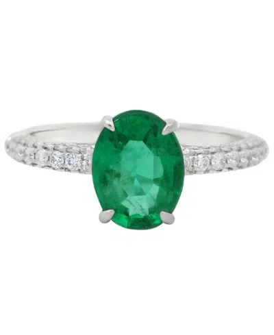 Macy's Sapphire (1.30 Ct. T.w.) & Diamond (0.41 Ct. T.w.) Ring In 14k White Gold (also Available In Emerald In Silver