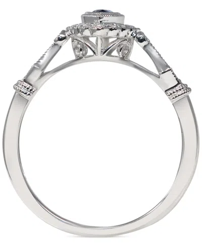 Macy's Sapphire (1/4 Ct. T.w.) & Diamond (1/10 Ct. T.w.) Halo Ring In 14k White Gold