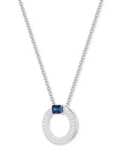 Macy's Sapphire (1/4 Ct. T.w.) & Diamond (1/4 Ct. T.w.) Circular Pendant 18" Necklace In 14k White Gold (al