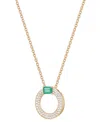 MACY'S SAPPHIRE (1/4 CT. T.W.) & DIAMOND (1/4 CT. T.W.) CIRCULAR PENDANT 18" NECKLACE IN 14K WHITE GOLD (AL