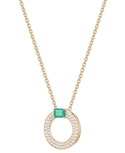 Macy's Sapphire (1/4 Ct. T.w.) & Diamond (1/4 Ct. T.w.) Circular Pendant 18" Necklace In 14k White Gold (al In Emerald