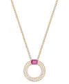 Macy's Sapphire (1/4 Ct. T.w.) & Diamond (1/4 Ct. T.w.) Circular Pendant 18" Necklace In 14k White Gold (al In Ruby