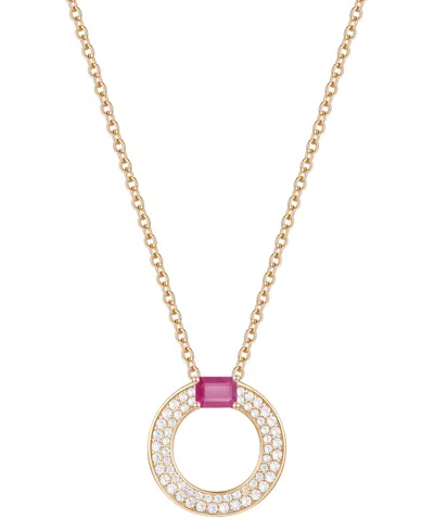 Macy's Sapphire (1/4 Ct. T.w.) & Diamond (1/4 Ct. T.w.) Circular Pendant 18" Necklace In 14k White Gold (al In Ruby
