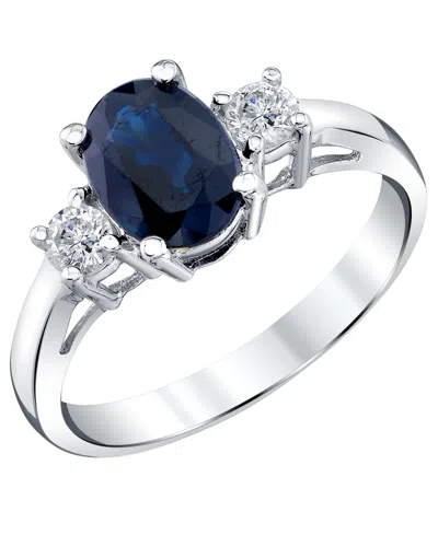 Macy's Sapphire (1-5/8 Ct. T.w.) & Diamond (1/5 Ct. T.w.) Ring In 14k White Gold In Blue