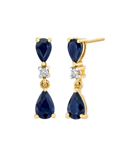 Macy's Sapphire (1-5/8 Ct. T.w.) & Diamond Accent Drop Earrings In 10k Yellow Gold