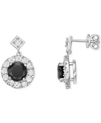 Macy's Sapphire (2-1/10 Ct. T.w.) & White Topaz (1-1/20 Ct. T.w.) Halo Drop Earrings In Sterling Silver