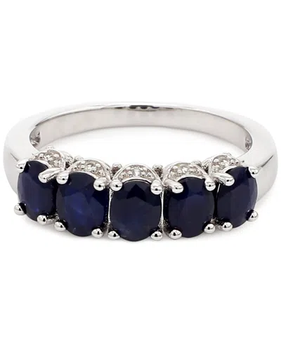 Macy's Sapphire (2-1/2 Ct. T.w.) & White Sapphire Accent Ring In Gold-plated Silver (also In Ruby & Emerald