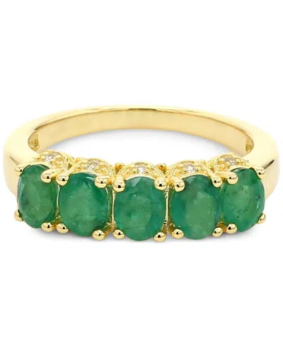 Macy's Sapphire (2-1/2 Ct. T.w.) & White Sapphire Accent Ring In Gold-plated Silver (also In Ruby & Emerald