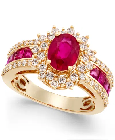 Macy's Sapphire (2-1/3 Ct. T.w) And Diamond (3/4 Ct. T.w.) Ring In 14k White Gold (also Available In Ruby A In Multi
