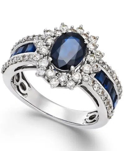 Macy's Sapphire (2-1/3 Ct. T.w) And Diamond (3/4 Ct. T.w.) Ring In 14k White Gold (also Available In Ruby A