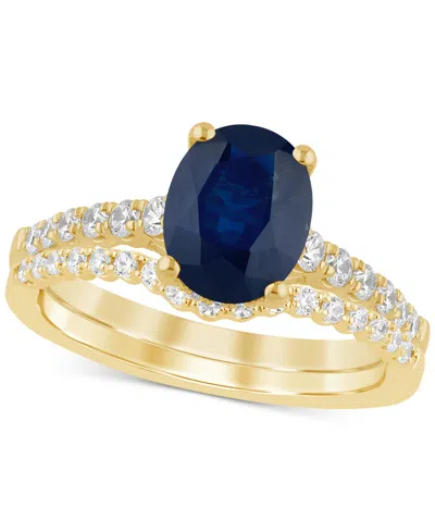 Macy's Sapphire (2-1/4 Ct. T.w.) & Diamond (1/4 Ct. T.w.) Bridal Set In 14k Gold