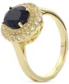 Macy's Sapphire (2 Ct. T.w.) & White Topaz (1/2 Ct. T.w.) Halo Ring In Gold-plated Sterling Silver (also In In Sapphire