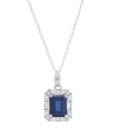 Macy's Sapphire (2-7/8 Ct. T.w.) & White Sapphire (1/2 Ct. T.w.) Pendant Necklace In Sterling Silver, (also