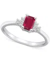 Macy's Sapphire (3/4 Ct. T.w.) & Diamond (1/10 Ct. T.w.) Ring In 14k Gold (also Available In Ruby, Emerald In Ruby,white Gold