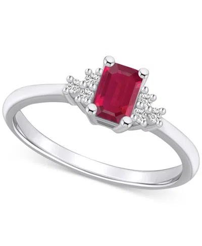 Macy's Sapphire (3/4 Ct. T.w.) & Diamond (1/10 Ct. T.w.) Ring In 14k Gold (also Available In Ruby, Emerald In Ruby,white Gold