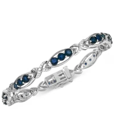 Macy's Sapphire (4-1/2 Ct. T.w.) And Diamond (1/4 Ct. T.w.) Link In Sterling Silver