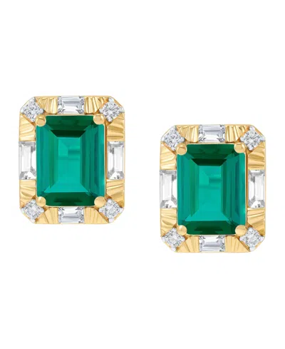 Macy's Sapphire (4 Ct. T.w.) & White Sapphire (5/8 Ct. T.w.) Stud Earrings In Sterling Silver (also In Emer In Emerald
