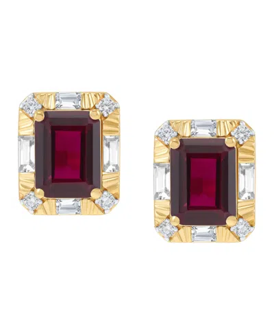 Macy's Sapphire (4 Ct. T.w.) & White Sapphire (5/8 Ct. T.w.) Stud Earrings In Sterling Silver (also In Emer In Ruby