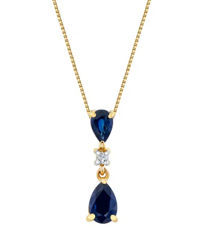 Macy's Sapphire (5/6 Ct. T.w.) & Diamond Accent Pendant Necklace In 10k Yellow Gold