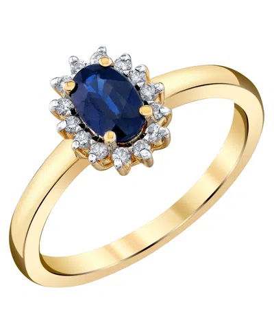 Macy's Sapphire (5/8 Ct. T.w.) & Diamond (1/8 Ct. T.w.) Ring In 10k Yellow Gold