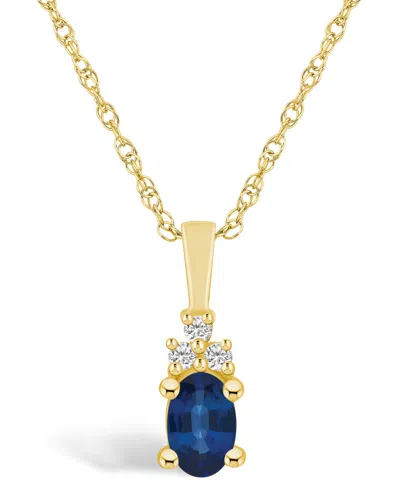 Macy's Sapphire (3/4 Ct. T.w.) And Diamond Accent Pendant Necklace In Gold