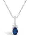 Macy's Sapphire (5/8 Ct. T.w.) And Diamond Accent Pendant Necklace In White Gold