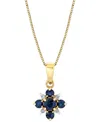 Macy's Sapphire (5/8 Ct. T.w.) & Diamond Accent Starburst 18" Pendant Necklace In 10k Gold In No Color