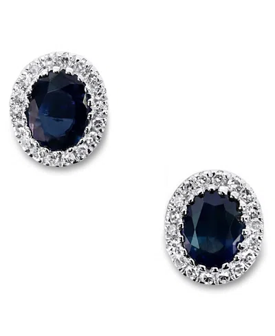 Macy's Sapphire (7/8 Ct. T.w.) & Diamond (1/10 Ct. T.w.) In 14k White Gold In Multi