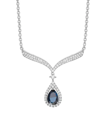Macy's Sapphire (7/8 Ct. T.w.) And Diamond (1/3 Ct. T.w.) Necklace In 14k White Gold (also Available In Eme In Metallic