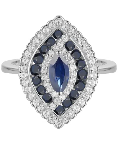 Macy's Sapphire (7/8 Ct. T.w.) & Diamond (1/3 Ct. T.w.) Ring In 14k White Gold (also Available In Ruby & Em In Blue