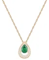 Macy's Sapphire (7/8 Ct. T.w.) & Diamond (1/5 Ct. T.w.) Pear Pendant 18" Necklace In 14k White Gold (availa In Emerald