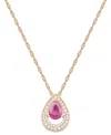 Macy's Sapphire (7/8 Ct. T.w.) & Diamond (1/5 Ct. T.w.) Pear Pendant 18" Necklace In 14k White Gold (availa In Ruby